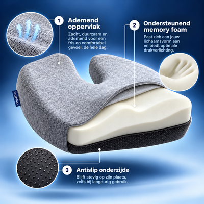 ErgoVivo™ Ergonomisch Zitkussen | Comfortabel zitten thuis, op kantoor & onderweg