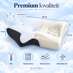 Nuvora™ Ergonomisch Hoofdkussen | voor nek- en schouderondersteuning